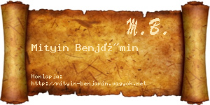 Mityin Benjámin névjegykártya